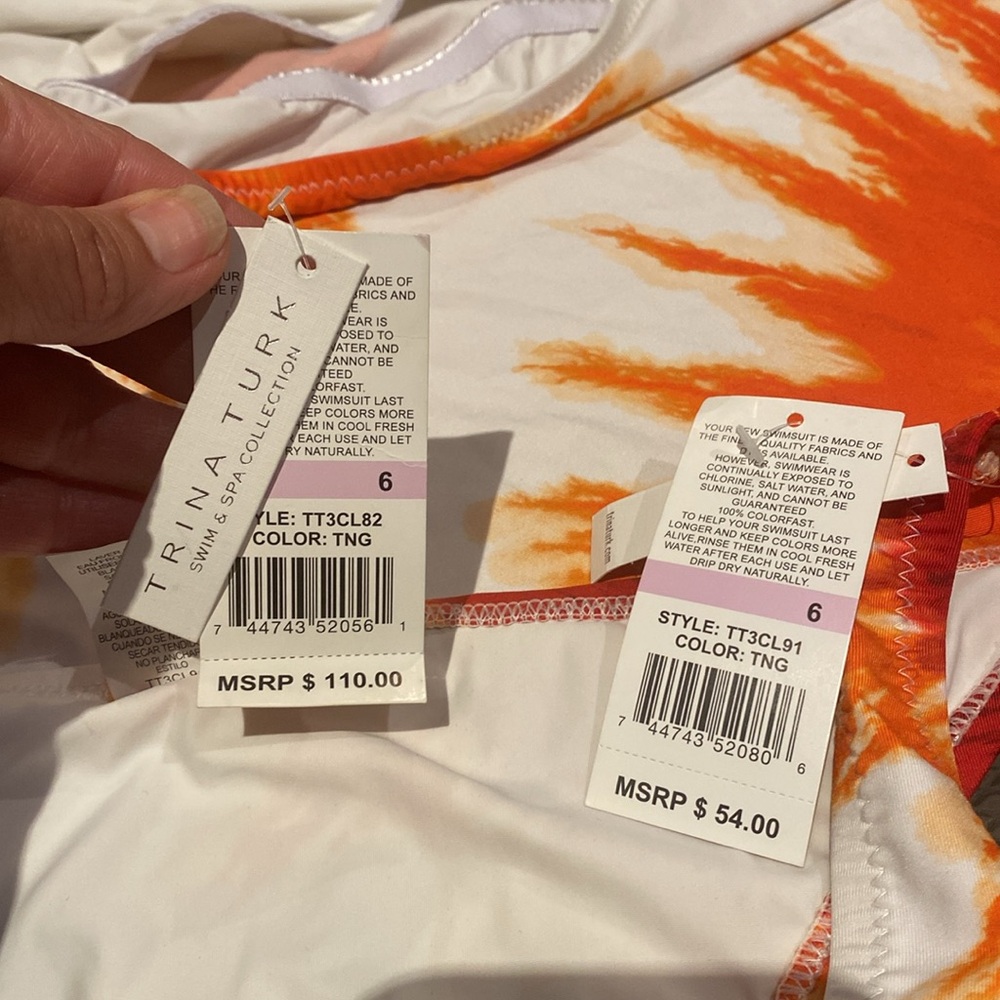 Trina Turk Orange & White Tie-Dye Tankini Set - Picture 8 of 10